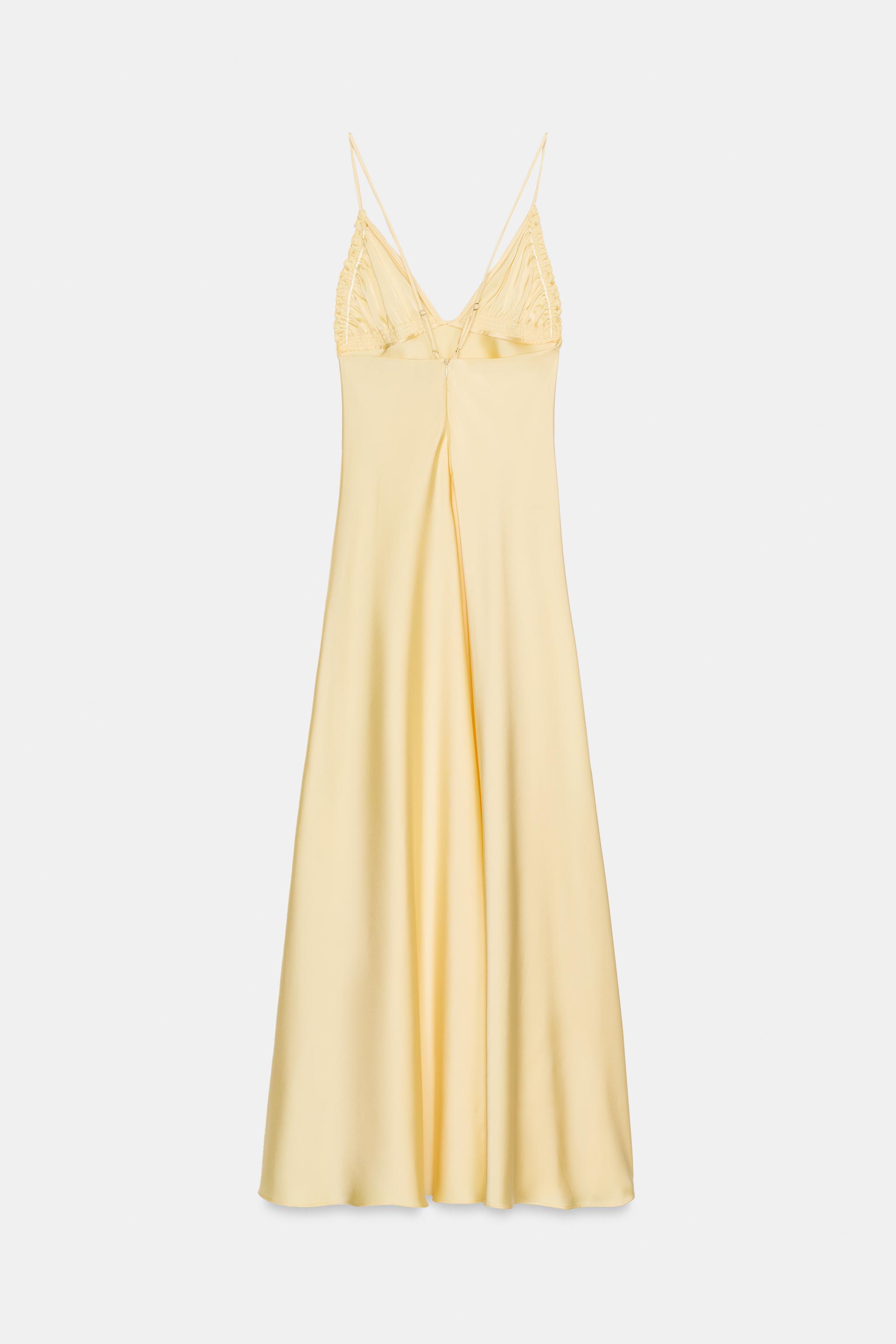 GATHERED SATIN EFFECT MIDI DRESS